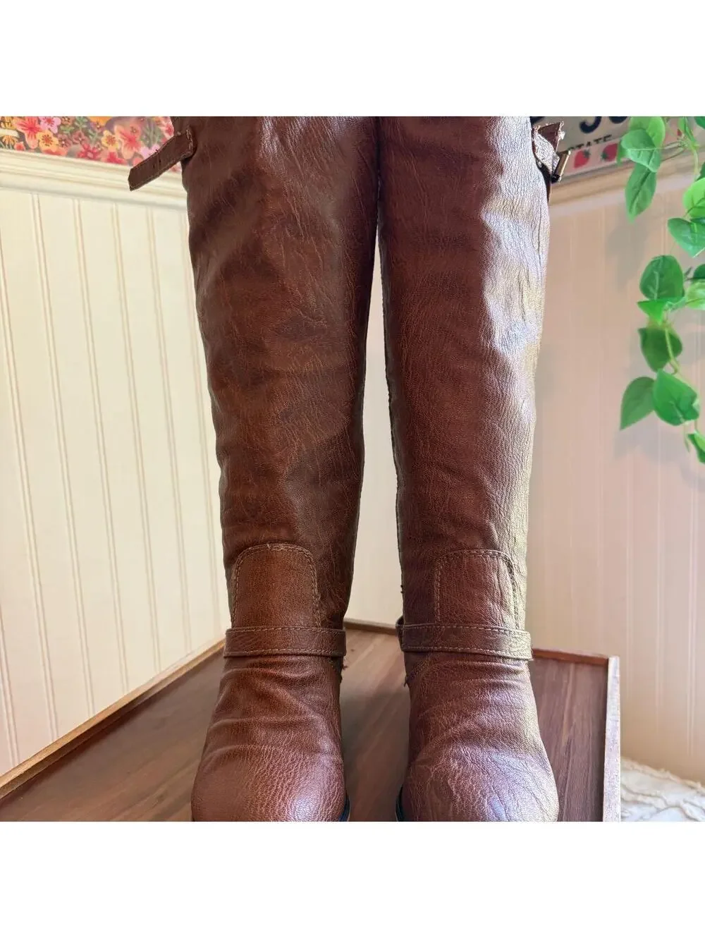 Breckelle’s Outlaw-81 Brown Red Zip Knee High Riding Boots